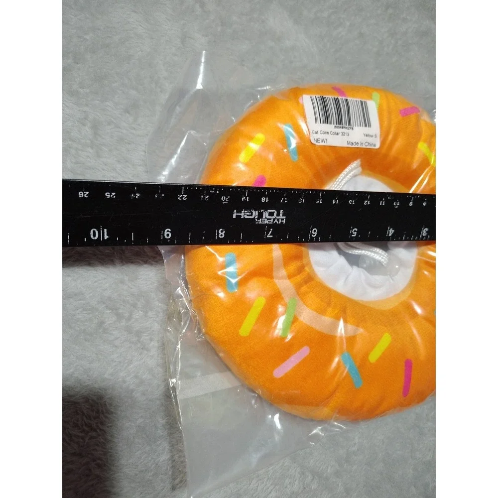 Donut Cat Cone Collar Plush Protective Recovery Cats/Dogs Small Orange Donut